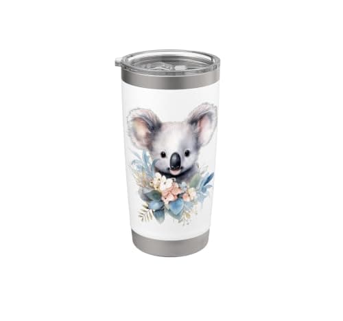 Adorable Watercolor Koala with Eucalyptus Floral Bouquet Stainless Steel Insulated Tumbler