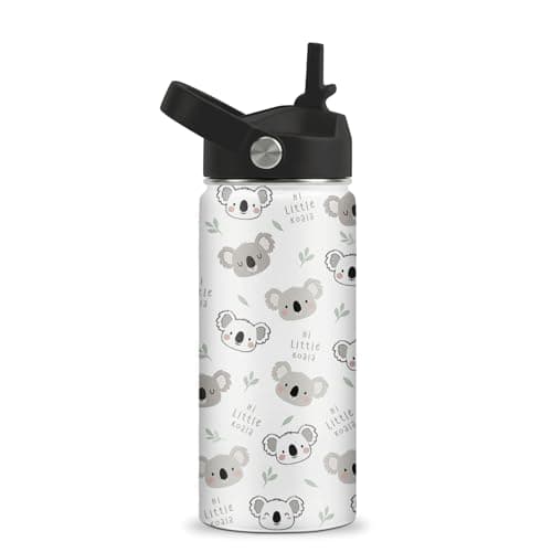 Koala Gifts for Kids - 16oz Koala Water Bottle with Straw Lid - Koalas Stainless Steel Kids Insulated Cup for School, Sports, Travel Tumbler for Koalas Lovers, Girls, Boys