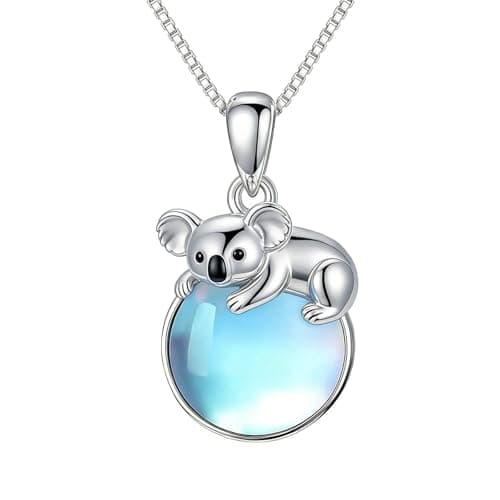 YAFEINI Koala Necklace 925 Sterling Silver Moonstone Koala Pendant Necklace Jewelry Gifts for Women