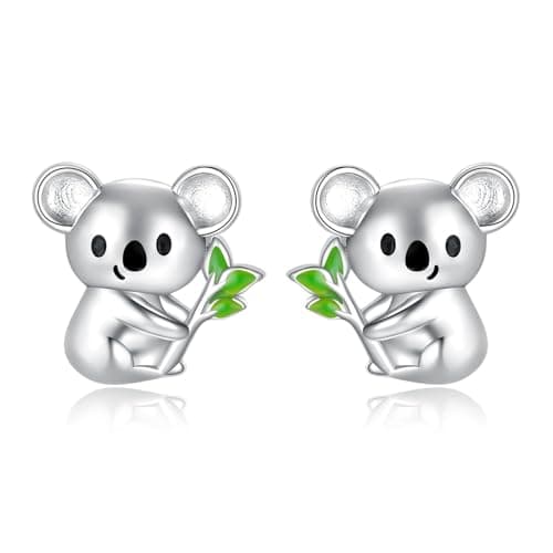 925 Sterling Silver Dragon Highland Cow Axolotl Horse Penguin Fox Manatee Pig Bunny Earrings Stud Hypoallergenic Cute Animal Jewelry Gifts for Women (Koala)