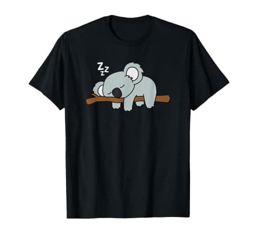 Sleeping Cute Koala Bear Lazy Australian Animal Graphic T-Shirt, Men, Black, 3X-Large