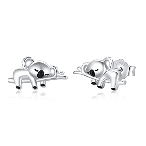 Koala Earrings 925 Sterling Silver Cute Koala Stud Earrings Koala Bear Jewelry Graduation Gift for Women Hypoallergenic Earrings for Sensitive Ears