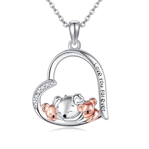 Koala Necklace S925 Sterling Silver Koala Mama Pendant Necklaces Koala Jewelry For Women Female Mother Day Gift