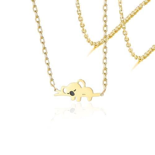 VASSAGO Koala Necklace Stainless Steel Cute Animal Pendant Koala Bear Jewelry Gifts for Women Teens Animal Lovers (gold)