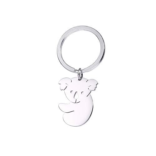 TEAMER Koala Bear Keychain Keychains Stainless Steel Silver Pendant Animal Novelty Cut Out Unisex Cute Charm Keyrings for Women Men (Koala)