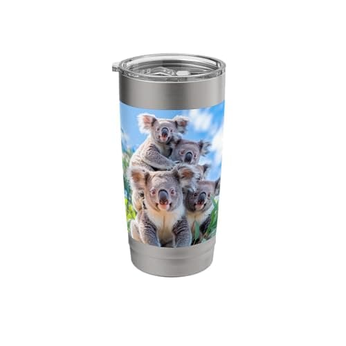 Cute Koala Bear Family Sitting on a Eucalyptus Tree Stainless Steel Insulated Tumbler