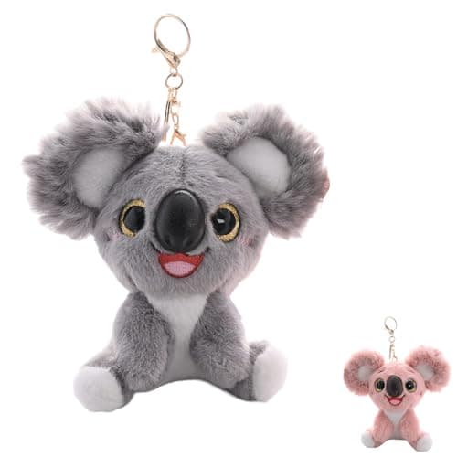 YcaeyLnaR Plush Koala Keychain - Adorable Koala Keyring Bag Charm, Car and Handbag Accessory for Women, Soft Furry Bag Ornament (Gray)
