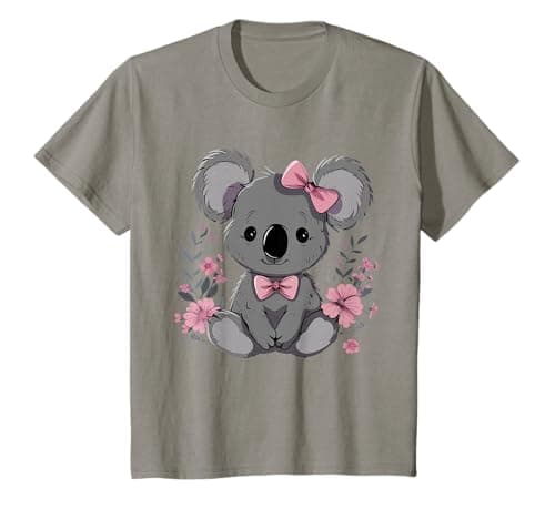 Koala Cute Kawaii Koala Bear Pink Bow Flowers Girls Kids T-Shirt
