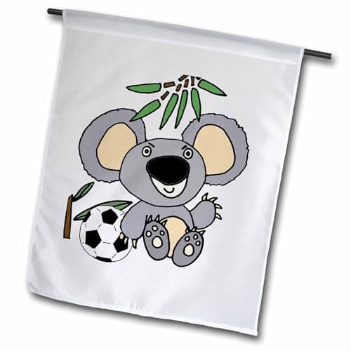 3dRose Cute Funny Koala Bear Playing Soccer Sports 12 x 18 inch Garden Flag