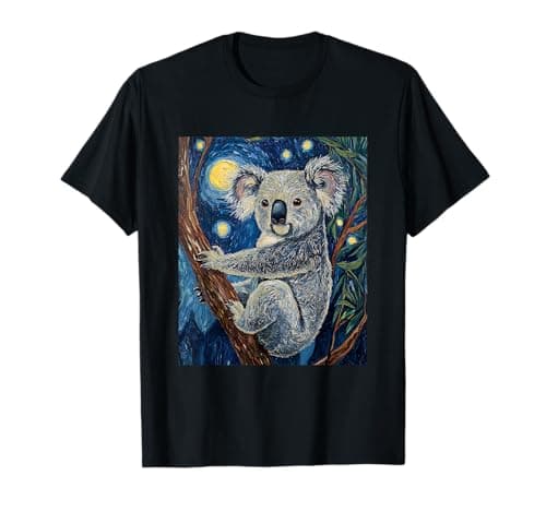 Cute Koala Bear Van Gogh Style Starry Night Graphic T-Shirt