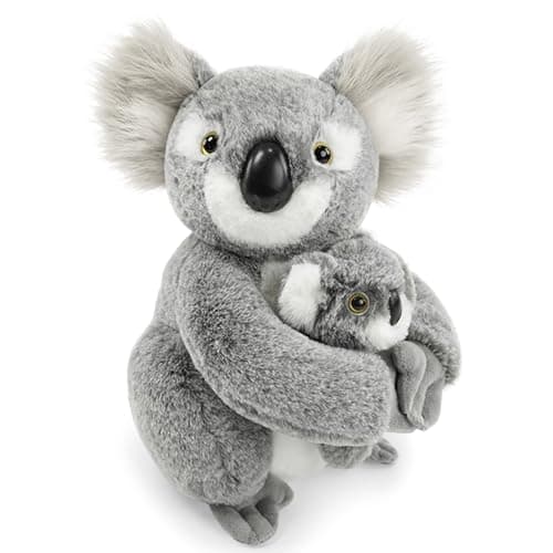 JUSTQUNSEEN 2PCS Koala Stuffed Animal with Baby Hugging Koala Bear Plush Toy 10 Inch Cute Soft Mom and Baby Plushies for Girls Girlfriend Women Valentines Day Gifts Kawaii Room Decor Love Present