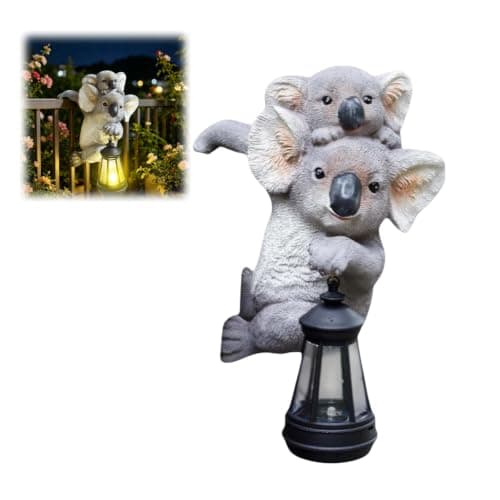 Koala Statues with Solar Outdoor Light, Cute Koala Mother and Kid Resin Sculpture, Waterproof Animal Solar Garden Lights, Solar Night Light for Yard Garden Wall Balcony Tree Decoration