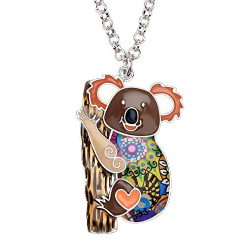 BONSNY Enamel Alloy Australian Koala Bear Necklace Pendant Jewelry For Women Gifts Charm (Brown)