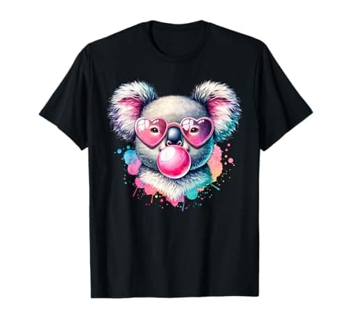 Watercolour Retro Koala Bubbles Gum with Sunglasses T-Shirt