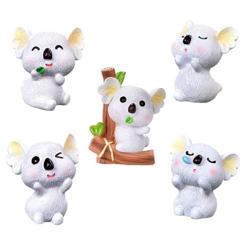 5 Pcs Mini Koala Bear Animal Figures Toy Cake Toppers, Miniature Koala Figurines Fairy Garden Moss Landscape DIY Terrarium Crafts Ornament, Cake Decoration Christmas Birthday Gift