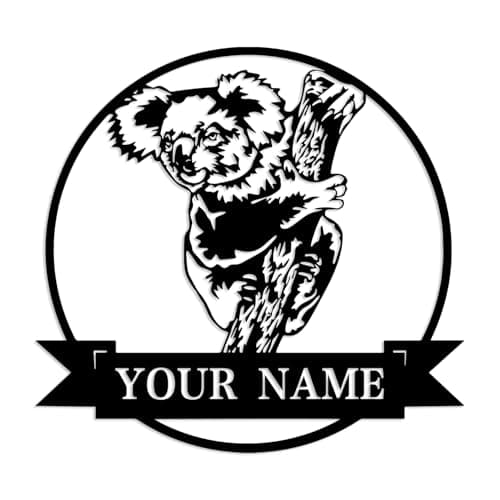 Personalized Custom Koala Metal Wall Art, Custom Metal Koala Sign, Personalized Koala Name Sign, Whimsical Koala Wall Art, Safari Metal Decor, Koala Lovers Gift (Koala B)