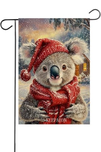 KEEPAEON Winter Koala Garden Flag 12x18 Vertical Double Sided Farmhouse Snow Christmas Holiday Outside Decorations Burlap Yard Flag Koala Flag (9777)