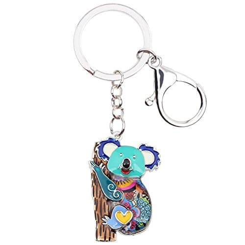 WEVENI Enamel Alloy Australia Koala Bear Keychain Charms Jewelry For Women Girls Bag Car Wallet (Blue)