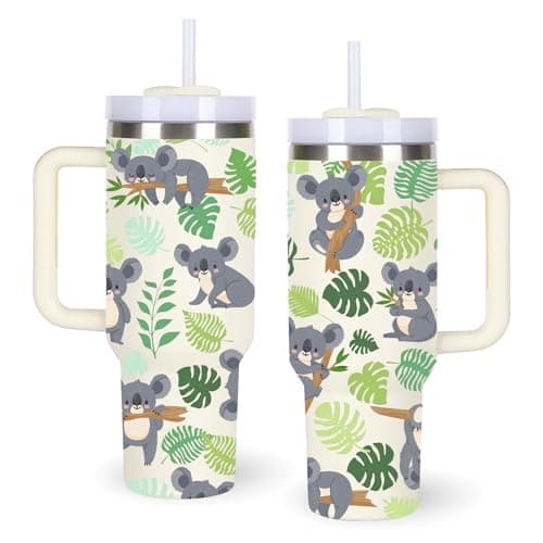 momocici 40oz Koalas Tumbler with Handle Gifts for Women.Koala Lover Cups Tumbler Gifts for Women.40 oz Birthday Christmas Koala Cup Tumblers for Koalas Lover.
