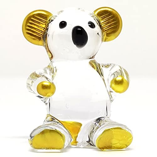 Sansukjai Koala Tiny Figurines Hand Blown Glass Art Animals Collectible Gift Home Décor (Clear Gold)