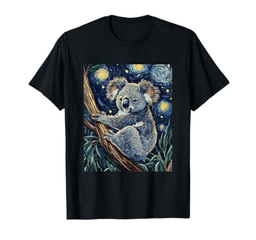 Cute Koala Bear Van Gogh Style Starry Night Graphic T-Shirt