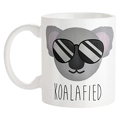 Fonhark - Koalafied Mug - Qualified Koala Bear Pun Cute Animal Sunglasses Fun Animals Coffee Lover Mug, 11 Oz Novelty Coffee Mug/Cup, White