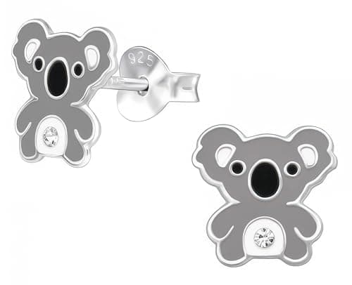 925 Sterling Silver Koala Crystal Stud Earrings