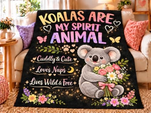 Koala Blanket Gifts for Women Girls Men Boys– Soft Flannel Koala Throw Blanket – Koalas Gift Merch Stuff for Room Decor 50"x40"