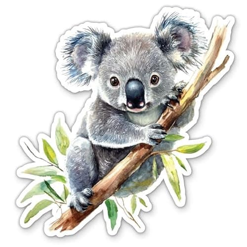 Koala Bear Sticker - Cute Koala on Branch Vinyl Decal - 3 in