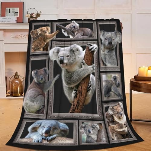 Koala Blanket Soft Cozy Animal Throw Blanket Gift for Women Girls Super Plush Warm Koala Stuff Lightweight Fleece Flannel Gift Blankets for Kids Adults 50"X40"