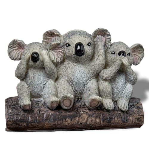 Wanwanzi 3 Wise Koalas Statue Set - 3 in 1 Resin Koalas - Hear No Evil See No Evil Speak No Evil - Realistic Resin Figurine for Home Decor, Desk & Shelf - Natural Style Gift