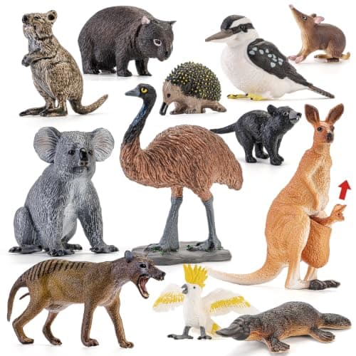12Pcs Australian Wildlife Animal Figurines Koala Kangaroo Figures for Kids