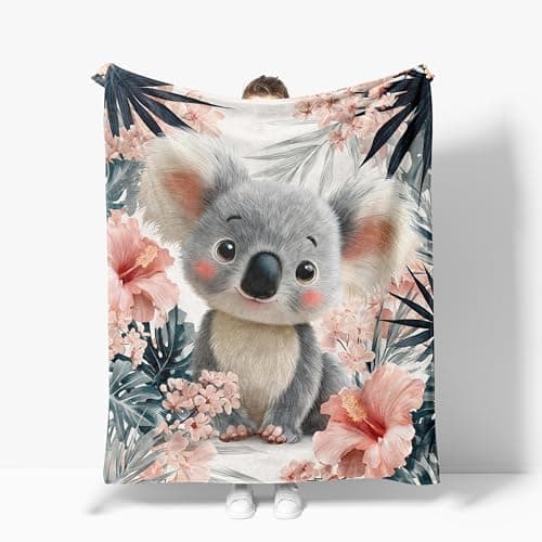 Koala Blanket Warm Plush Flannel Koalas Throw Blanket Super Soft Fleece Cozy Fuzzy Koala Stuffed Blanket Gifts for Kids Teens Adults Room Decor 40"X50"