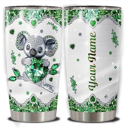 WAZONE Personalized Koala Coffee Tumbler With Lid Custom Name Travel Mugs For Adults Teen Kids Koalas Lovers Stainless Steel 20oz 30oz Vacuum Insulated Drinking Cup Birthday Christmas Gifts