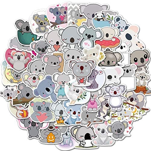 50Pcs Cartoon Koala Stickers, Lovely Animal Waterproof Vinyl PVC Stickers for Laptop Water Bottles Skateboard Computer Scrapbook