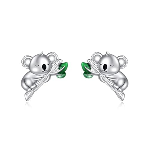 Silver Koala Earrings Stud 925 Sterling Animal Earrings Cute Koala Jewelry Birthday Graduation Gifts for Women Mom Friends