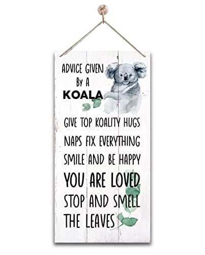 Koala Hanging Wood Signs with Positive Quotes, Playroom & Nursery Animal Decor