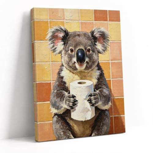 Funny Koala Holding Toilet Paper Painting Canvas Wall Art - 8x10in