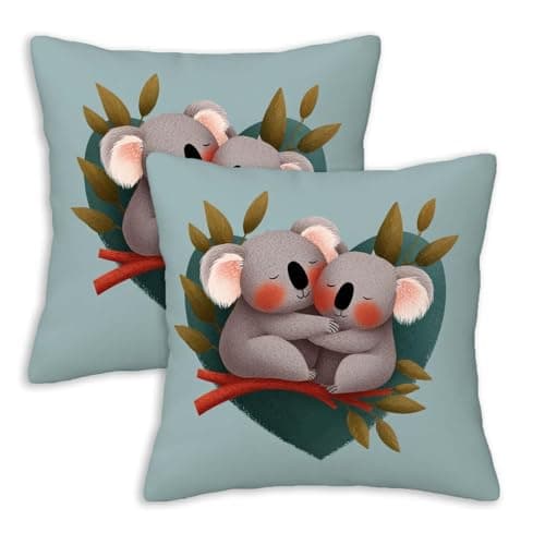 MtoLatap Koala Love Throw Pillow Covers 18x18 Set of 2 | Koala Couple Decorative Cushion Covers | Pillowcases for Couch Sofa Bed Bedroom Home Decor