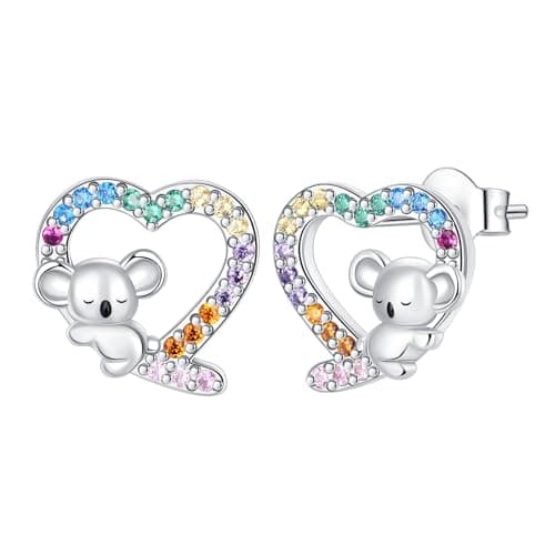 LUXILLA Koala Stud Earrings Fit for Women Hypoallergenic Earrings 925 Sterling Silver Cubic Zirconia Great Jewelry for Everyday Wear
