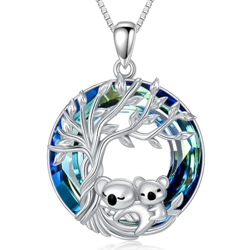 TOUPOP Koala Necklace for Women Sterling Silver Tree of Life Pendant Necklaces 2 Koala irthday Christmas Jewelry Gifts for Women