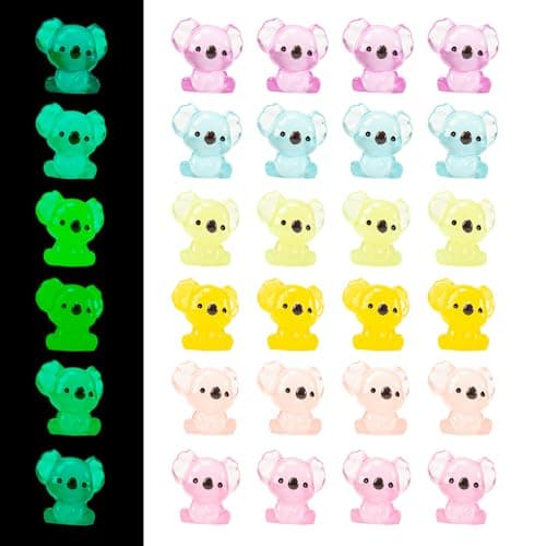GTUDOR Mini Resin Koala, 24Pcs Luminous Koala Figurines, Glow in The Dark Animal Ornament, Tiny Koalas Statues for Garden Micro Landscape Home