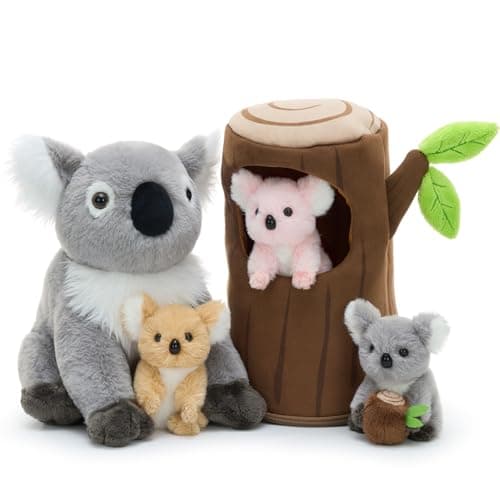 MaoGoLan Koala Stuffed Animal Plush Set with Treehouse & Babies