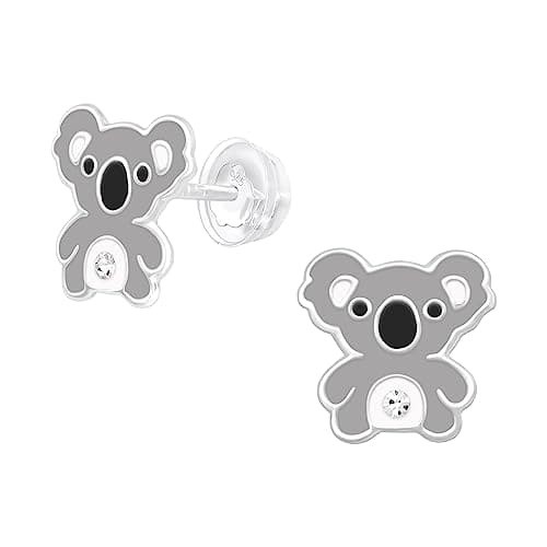 Charmed Owl 925 Sterling Silver Children's Cute Koala Stud Earrings