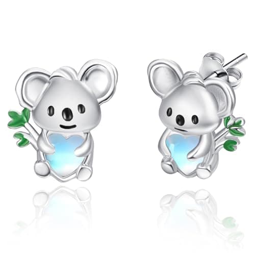 Dreamboat Sterling Silver Moonstone Koala Stud Earrings