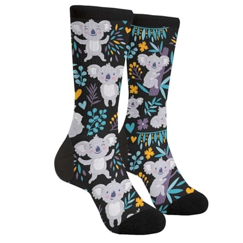 Yrassio Floral Koala Bears Novelty Crew Socks