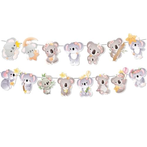 2 Pcs Koala Banners Koala Hanging Banner for Koala Party Decorations Koala Bear Party Supplies