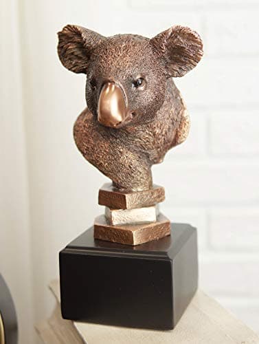 Ebros Gift Exotic Native Australian Koala Bear Head Bust Resin Statue In Bronze Electroplated Finish With Black Trophy Base Animal Marsupial Bears Decorative Figurine