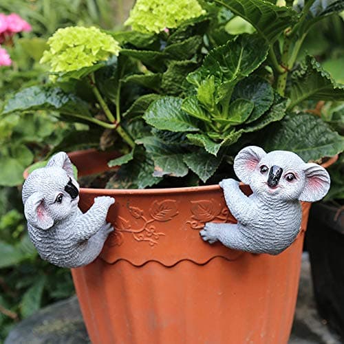 SunnyJisely Miniature Koala Figurines Plant Decorations for Pots, Funny Koala Garden Decor Outdoor Gifts Women Koala Statue Planter Hugger for Flower, Yard, Lawn Ornament