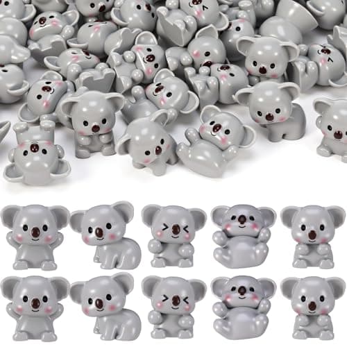 Geelin 50 Pcs Mini Koala Figurines Bulk, Cute Expressive Resin Koala Bear Miniatures for Fairy Garden, Terrarium Accessories, Kawaii Desk Pets, Cake Toppers & Birthday Party Decor